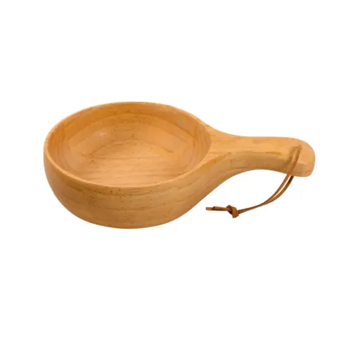 Holz Schale mit Griff 30cl Tragbar, Kuksa Schale Holz für Wandern, Camping, Freizeit